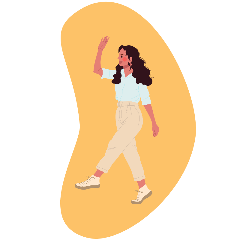 19 avatar of woman walking and waving