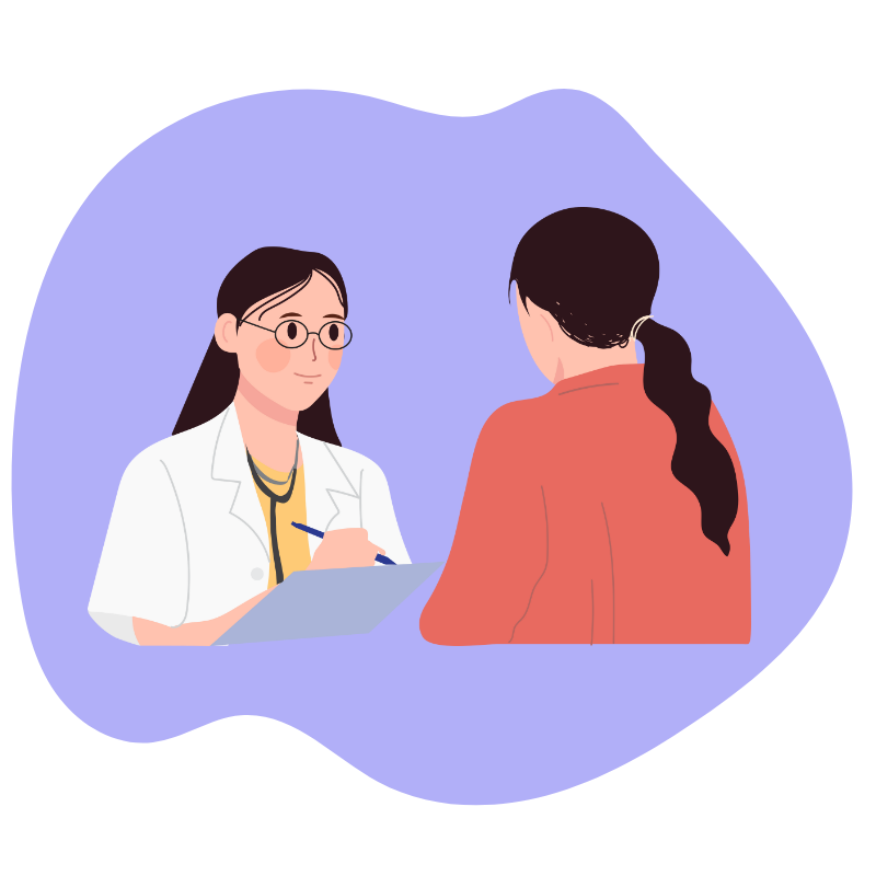 WLS Image doctor patient cartoon of a female doctor talking to a female patient
