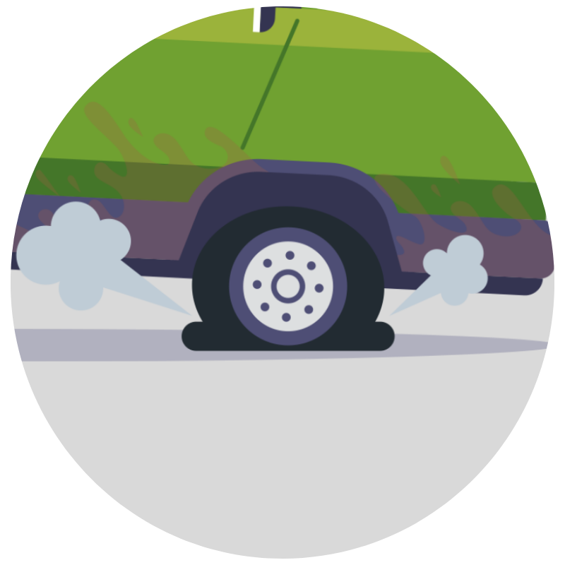 cartoon illustration of a flat tire