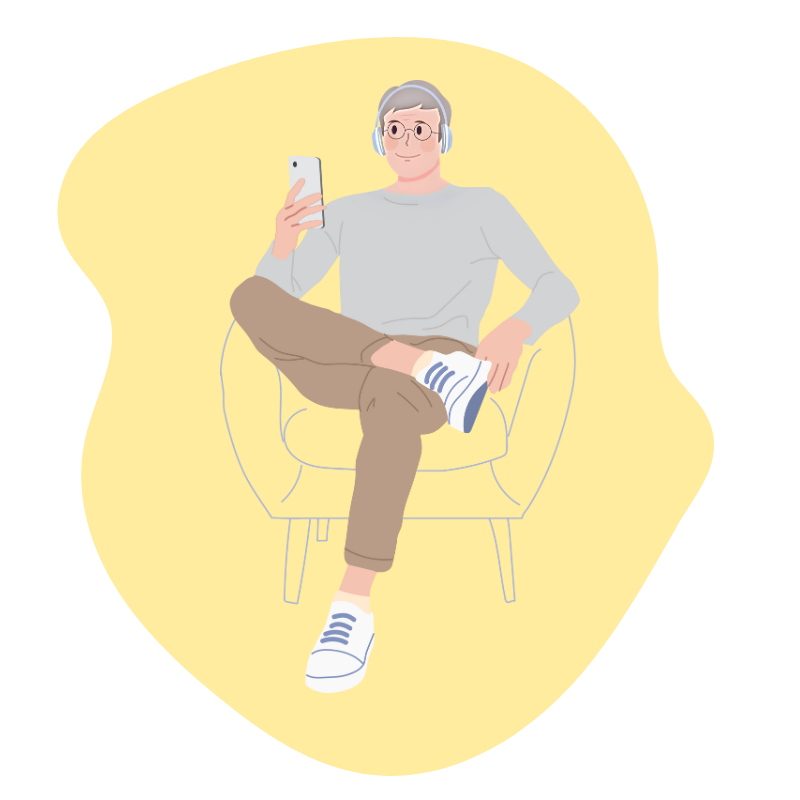 WLS Image man sitting in chair old man sitting in chair listening to music